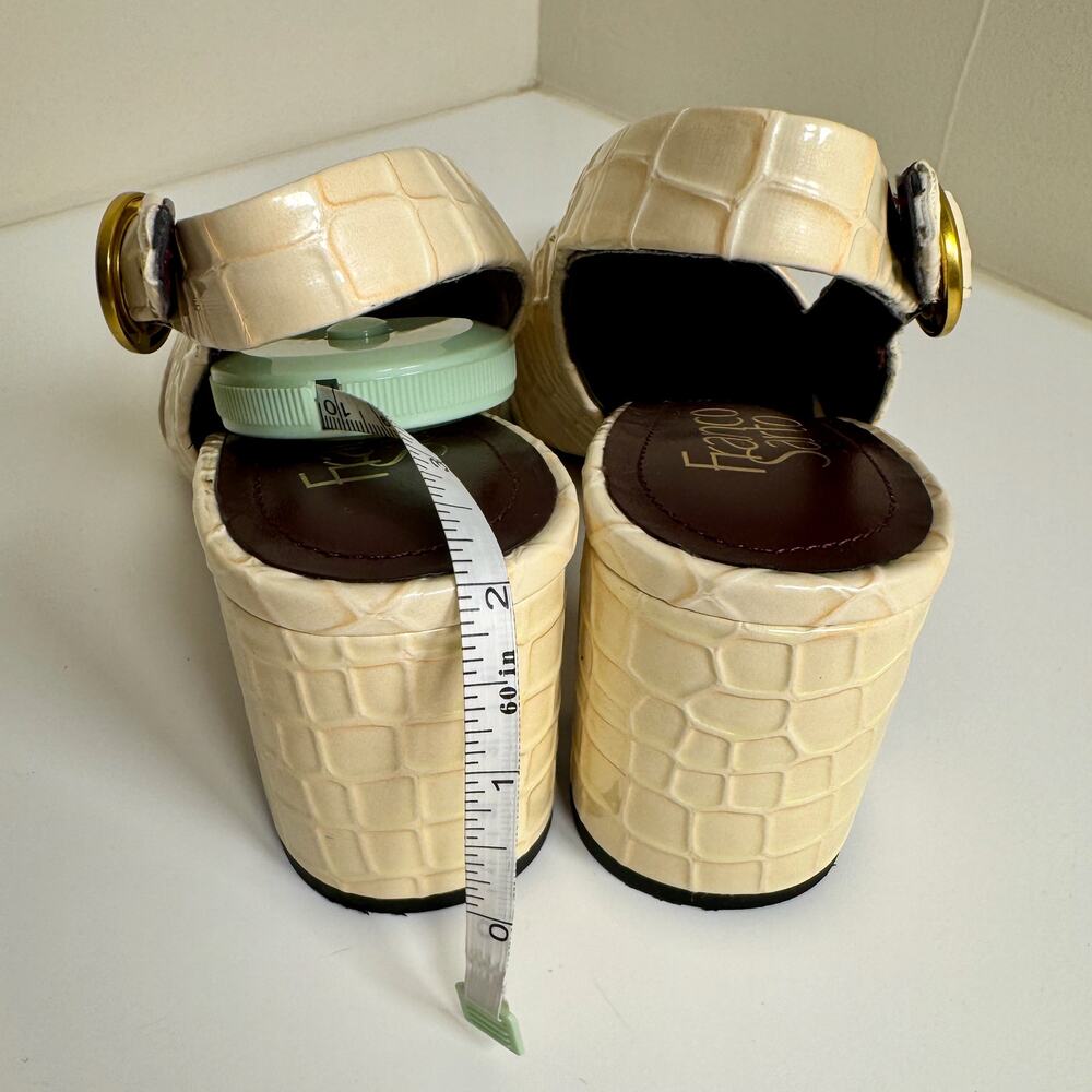 Franco Sarto Trista Cream Croc Embossed Block Heel Pumps Women’s 7 Slingback - Picture 9 of 10